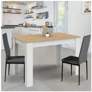 Comparateur de prix : IDMARKET Table à manger rectangle ROZY 4 personnes blanc plateau façon...