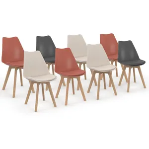 Comparateur de prix : IDMARKET Lot de 8 chaises scandinaves SARA mix color gris foncé x2, te...