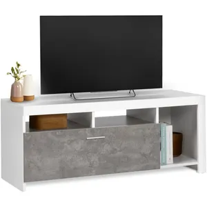 Idmarket - Meuble tv 110 cm malo blanc et placard effet béton pas cher