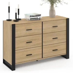 Comparateur de prix : IDMARKET Commode 6 tiroirs ONYX 115 cm bois et noir