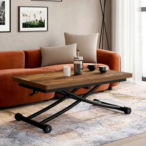 IDMARKET Table basse relevable en table à manger URBANA bois foncé eff... pas cher