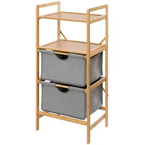 Etagère de salle de bain en bambou - WENKO - 2 tiroirs - Gris pas cher