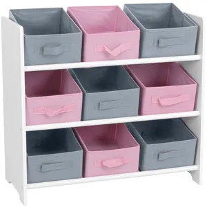 URBAN LIVING Meuble de rangement enfant 9 Paniers Girl - 63 x 30 x 59,5 pas cher