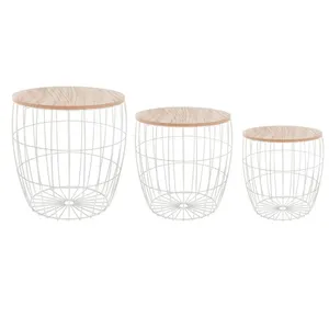 Atmosphera 3 Tables À Café Filaires Atomic - Diam. 40 Cm - Blanc pas cher