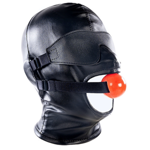 Cagoule SM avec Bâillon et masque Subfull Noire  S/M
