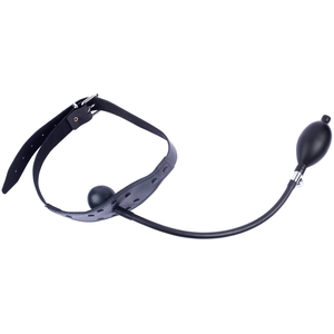 Bâillon gonflable en cuir avec Boule noir  pas cher