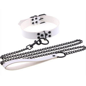 Collier-Laisse Punk Blanc   pas cher
