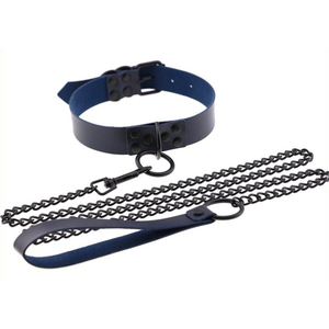 Collier-Laisse Punk Bleu marine   pas cher