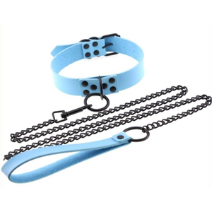 Collier-Laisse Punk Bleu ciel   pas cher
