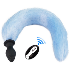 Plug Queue vibrant Fox Tail Vibe 6.5 x 3.2cm Queue 40cm Bleue pas cher