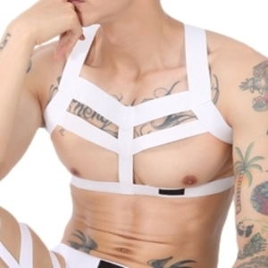 MenSexyWear Harnais élastique Multi Band Blanc pas cher
