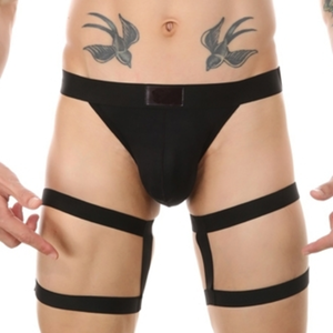 MenSexyWear String avec bandes élastiques Clelio Noir L pas cher