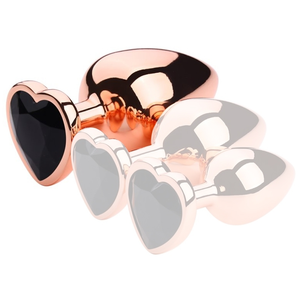 MyPlayToys Plug Bijou Anal Gold Heart L 8 x 4.1cm Noir pas cher