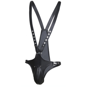 Singlet Open Rompers Simili Noir   pas cher