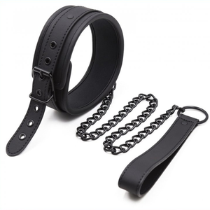 FUKR Collier Soumission avec laisse Noir   pas cher