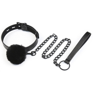 Collier et Laisse Ball Top Noir  