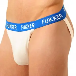 Jockstrap Fukker Blanc et bleu bleu L