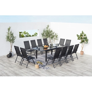 Concept-Usine Ravenne 12. Salon De Jardin En Aluminium 12 Places Gris pas cher