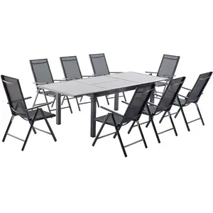 Concept-Usine Ravenne 8. Salon De Jardin En Aluminium 8 Places Gris pas cher