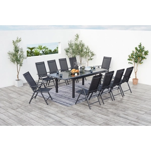 Concept-Usine Ravenne 10. Salon De Jardin En Aluminium 10 Places Gris pas cher