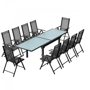 CONCEPT USINE BRESCIA - salon de jardin 10 places extensible en aluminium gris pas cher