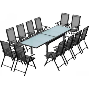 CONCEPT USINE BRESCIA - salon de jardin 12 places extensible en aluminium gris pas cher