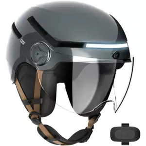Casr - Casque Trottinette Glossy Avec Caméra Gris Metal Taille M pas cher