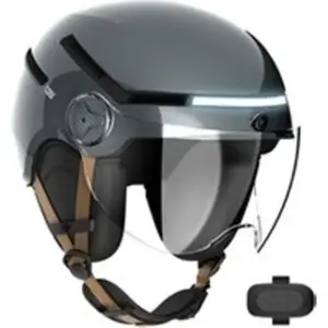 Casr - Casque Trottinette Glossy Avec Caméra Gris Metal Taille L pas cher