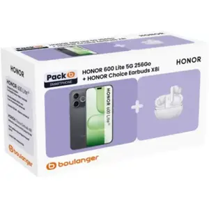 Smartphone HONOR Pack 600Lite Noir+Choice earbuds X8i Whi pas cher
