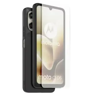 Pack Coque arrière semi-rigide et Protège-écran en verre trempé Casr Noir et Transparent pour Motorola Moto G06 et G06 Power pas cher