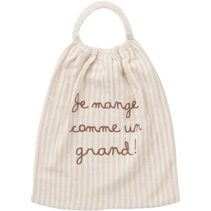 BB & Co Serviette élastique comme un grand gaze de coton beige rayé galet pas cher