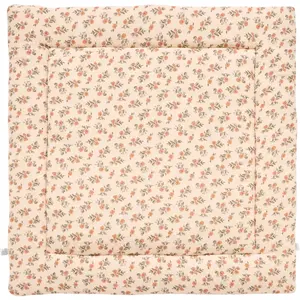 Tapis de jeu réversible et fond de parc fleurs et fausse fourrure beig... pas cher