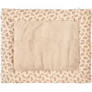 Tapis de jeu réversible et fond de parc fleurs et fausse fourrure beig... pas cher