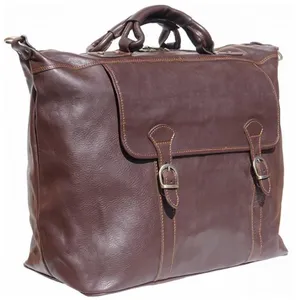 Sac de voyage - TONY & PAUL - WEEKENDER - Cuir marron foncé - 100% cui...