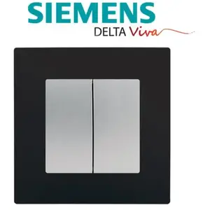 Siemens - Double Va et Vient Silver Delta Viva + Plaque Noir pas cher