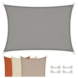 Voile d'ombrage rectangulaire imperméable et anti-UV - 3 x 5 m - Gris - Linxor pas cher