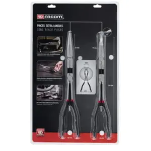 Facom JEU DE 2 PINCES EXTRA LONGUES DROITE (185.34L) & COUDEE (195.34L) pas cher