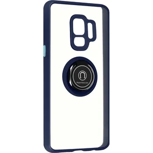 Coque pour Samsung Galaxy S9 Bi-matière Bague Métallique Support Vidéo Avizar bleu pas cher