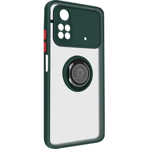 Geschikt voor Xiaomi Poco M4 Pro Bi-materiaal Case Ring Video-Ondersteuning groen pas cher
