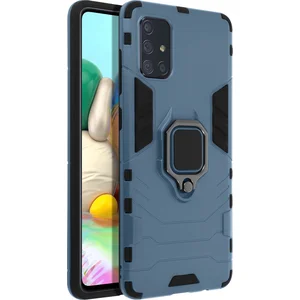 Avizar Coque pour Samsung Galaxy A51 Bi-matière Bague Support Vidéo Bleu Gris pas cher