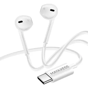 Écouteurs - MAYAXESS - iPhone 17 - USB-C - Micro intégré - Blanc pas cher