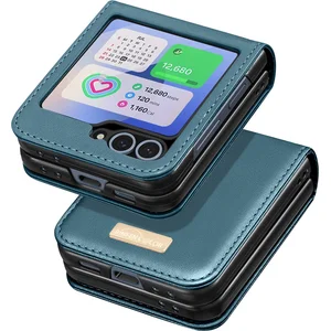 Comparateur de prix : Merkloos / Sans marque Coque - AVIZAR - Samsung Galaxy Z Flip 6 - Dos Cuir Vegan - Intérieur Rigide - Vert