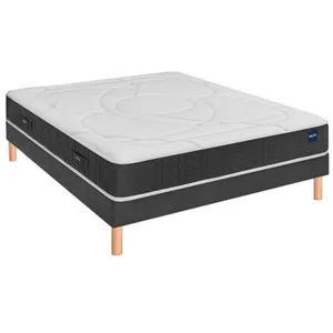 Ensemble Bultex RECOVERY + Sommier confort ferme vigoroso deco + pieds 160x200 Jersey Gris foncé Mousse pas cher
