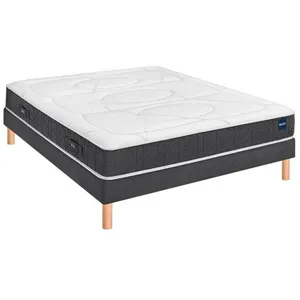 Ensemble Bultex SMART REPAIR + Sommier confort ferme vigoroso deco + pieds 80x200 Jersey Gris foncé Mousse pas cher