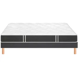 Ensemble Bultex ESSENTIAL + Sommier UNIC + pieds 80x190 Tissu gris foncé Mousse pas cher