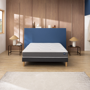 Ensemble Bultex COMFORTING + Sommier UNIC + pieds 160x200 Tissu gris foncé Mousse pas cher