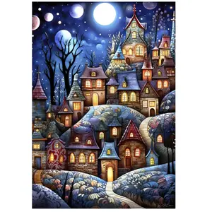 Alipson Puzzle Village Sous la Lune Puzzle-F-50093 pas cher