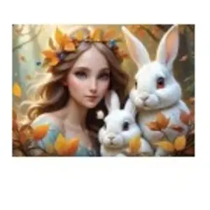 Alipson Puzzle Lady and Bunnies Puzzle-F-50129 pas cher