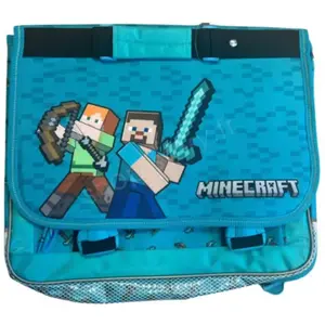 EUROBAQ Cartable Minecraft 37 cm Bleu avec 2 compartiments poche front... pas cher