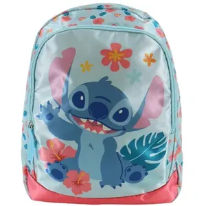 Sac à dos - STITCH - Jungle - 38 cm - Bleu ciel/Rose - Léger et résist... pas cher